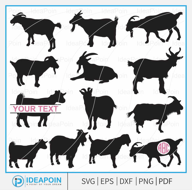 Pygmy Goats Svg, Pygmy Goats Silhouette, Show goat svg, Pygmy Goats svg bundle, Farm Goat svg, Pygmy Goats Split Monogram SVG Dinvect 