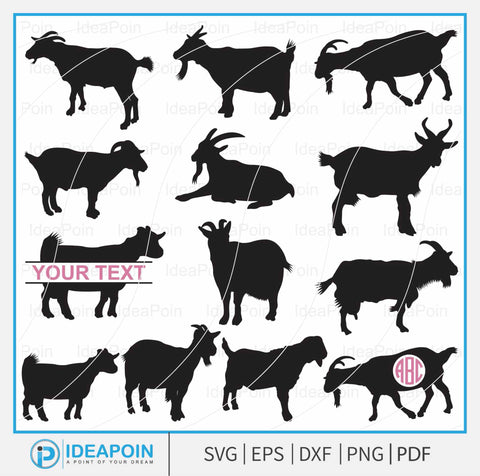 Pygmy Goats Svg, Pygmy Goats Silhouette, Show goat svg, Pygmy Goats svg bundle, Farm Goat svg, Pygmy Goats Split Monogram SVG Dinvect 