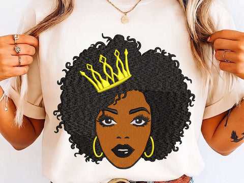 Queen Afro Face Embroidery Design, African Woman in Hat Embroidery Design, Machine Embroidery Design, 4 Sizes Embroidery/Applique DESIGNS DesignDestine 
