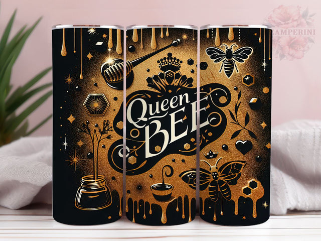 Queen And Mini Bee 20oz Tumbler Wrap PNG, Queen Bee Tumbler Png, Straight & Tapered Tumbler Wrap, Instant Digital Download Sublimation Li Zamperini 