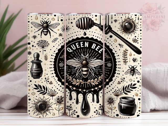 Queen And Mini Bee 20oz Tumbler Wrap PNG, Queen Bee Tumbler Png, Straight & Tapered Tumbler Wrap, Instant Digital Download Sublimation Li Zamperini 