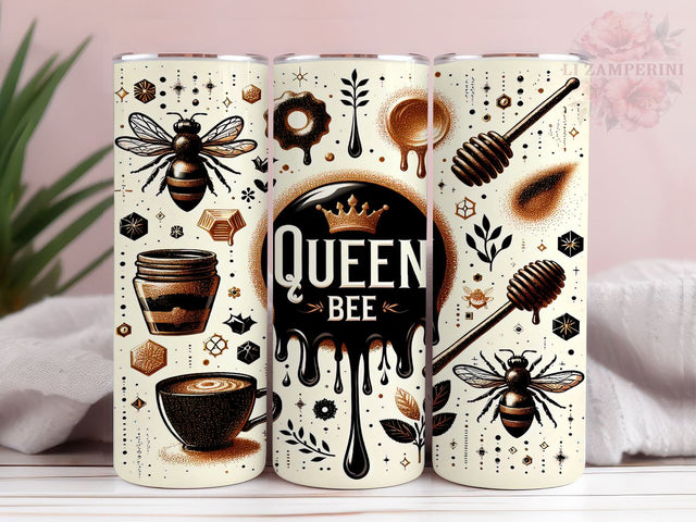 Queen And Mini Bee 20oz Tumbler Wrap PNG, Queen Bee Tumbler Png, Straight & Tapered Tumbler Wrap, Instant Digital Download Sublimation Li Zamperini 