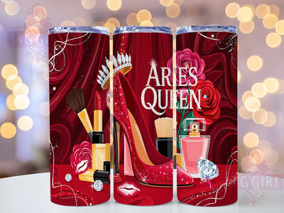 Queen Aries Zodiac Tumbler Wrap, Zodiac Tumbler Design, Aries Birthday Gift, Queen Aries Design, 20oz Sublimation Wrap, Astrology Tumbler File, Aries Digital Wrap Sublimation SvggirlplusArt 