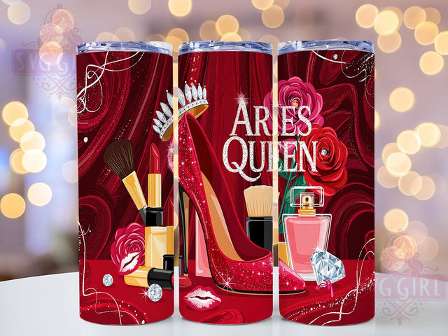 Queen Aries Zodiac Tumbler Wrap, Zodiac Tumbler Design, Aries Birthday Gift, Queen Aries Design, 20oz Sublimation Wrap, Astrology Tumbler File, Aries Digital Wrap Sublimation SvggirlplusArt 