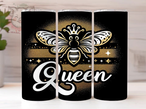 Queen Bee 20oz Tumbler Png, Straight & Tapered Tumbler Png, Glittery Bee Tumbler Png, Digital Download PNG Sublimation Lara' s Designs 