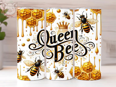 Queen Bee 20oz Tumbler Png, Straight & Tapered Tumbler Png, Golden Bee Tumbler Png, Digital Download PNG Sublimation Lara' s Designs 