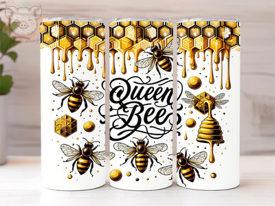 Queen Bee 20oz Tumbler Png, Straight & Tapered Tumbler Png, Golden Bee Tumbler Png, Digital Download PNG Sublimation Lara' s Designs 