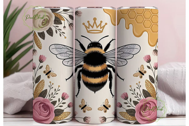 Queen Bee 20oz Tumbler Wrap Sublimation PixelChick 