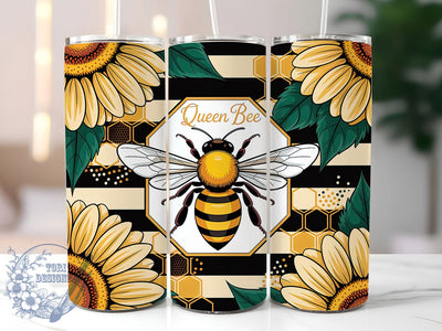 Queen Bee Affirmation 20oz Tumbler, Positive Affirmations Wrap, Seamless Bee Design, Motivational Sublimation Design, 20oz Tumbler Wrap, Sublimation Design PNG, Uplifting Gift Sublimation ToriDesigns 