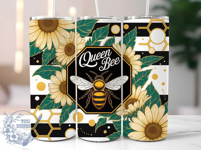 Queen Bee Affirmation 20oz Tumbler, Positive Affirmations Wrap, Seamless Bee Design, Motivational Sublimation Design, 20oz Tumbler Wrap, Sublimation Design PNG, Uplifting Gift Sublimation ToriDesigns 