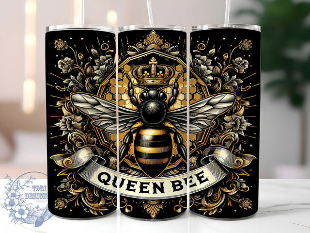 Queen Bee Happy Floral Tumbler Wrap, Bee Happy Tumbler Wrap, 20oz Bumblebee Cup, Cute Bee Sublimation PNG, Floral Bee Aesthetic Tumbler, Positive Bee Quote Cup, Boho Honey Bee Design Sublimation ToriDesigns 