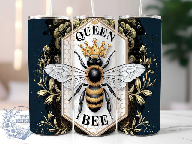 Queen Bee Happy Floral Tumbler Wrap, Bee Happy Tumbler Wrap, 20oz Bumblebee Cup, Cute Bee Sublimation PNG, Floral Bee Aesthetic Tumbler, Positive Bee Quote Cup, Boho Honey Bee Design Sublimation ToriDesigns 
