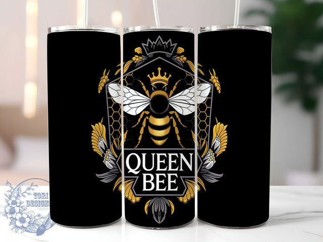 Queen Bee Happy Floral Tumbler Wrap, Bee Happy Tumbler Wrap, 20oz Bumblebee Cup, Cute Bee Sublimation PNG, Floral Bee Aesthetic Tumbler, Positive Bee Quote Cup, Boho Honey Bee Design Sublimation ToriDesigns 
