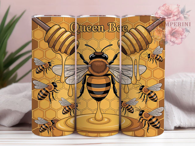 Queen Bee Honeycomb Yellow Tumbler Wrap, Honeycomb Tumbler Wrap, Bee Lover PNG, 20oz Sublimation Design, Cute Bee Cup, Yellow Bee Wrap, Honey Bee Art Sublimation Li Zamperini 