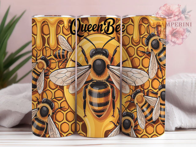 Queen Bee Honeycomb Yellow Tumbler Wrap, Honeycomb Tumbler Wrap, Bee Lover PNG, 20oz Sublimation Design, Cute Bee Cup, Yellow Bee Wrap, Honey Bee Art Sublimation Li Zamperini 