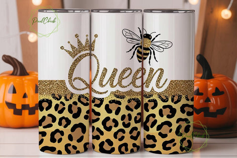 Queen Bee Leopard Glitter 20oz Tumbler Sublimation PixelChick 