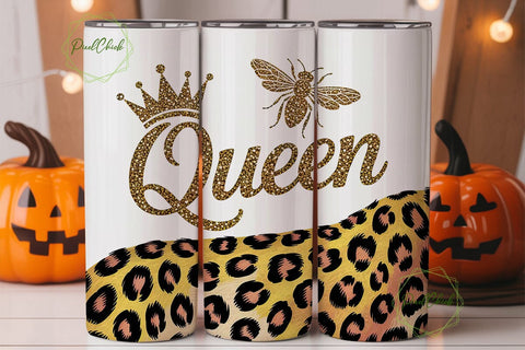 Queen Bee Leopard Glitter 20oz Tumbler Sublimation PixelChick 
