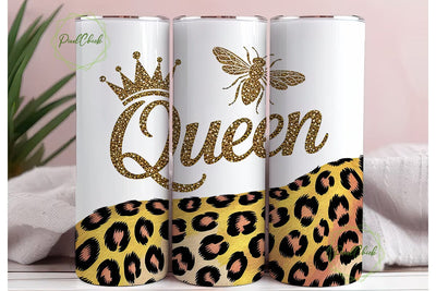 Queen Bee Leopard Glitter 20oz Tumbler Sublimation PixelChick 