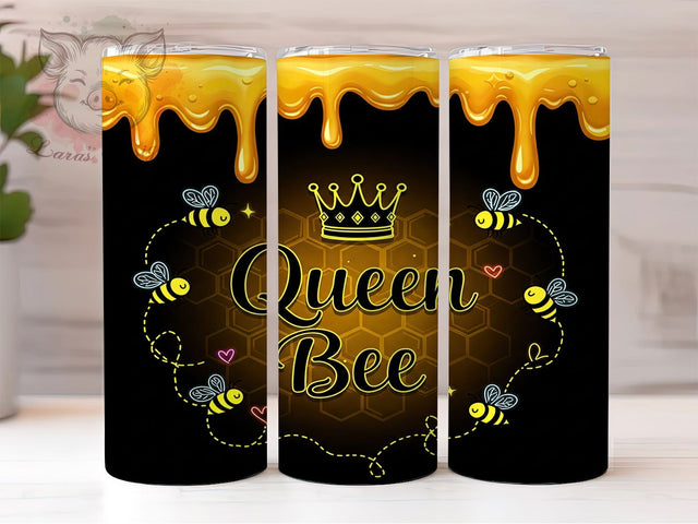 Queen Bee Royal Honey Tumbler Wrap, Royal Bee Cup, Bee Lover Tumbler PNG, Elegant Bee Tumbler Wrap, 20oz Honeybee Tumbler, Gold Bee Cup Design, Crowned Bee Sublimation Sublimation Lara' s Designs 