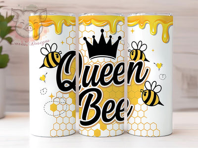 Queen Bee Royal Honey Tumbler Wrap, Royal Bee Cup, Bee Lover Tumbler PNG, Elegant Bee Tumbler Wrap, 20oz Honeybee Tumbler, Gold Bee Cup Design, Crowned Bee Sublimation Sublimation Lara' s Designs 