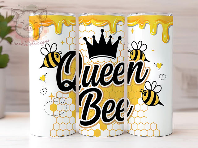 Queen Bee Royal Honey Tumbler Wrap, Royal Bee Cup, Bee Lover Tumbler PNG, Elegant Bee Tumbler Wrap, 20oz Honeybee Tumbler, Gold Bee Cup Design, Crowned Bee Sublimation Sublimation Lara' s Designs 