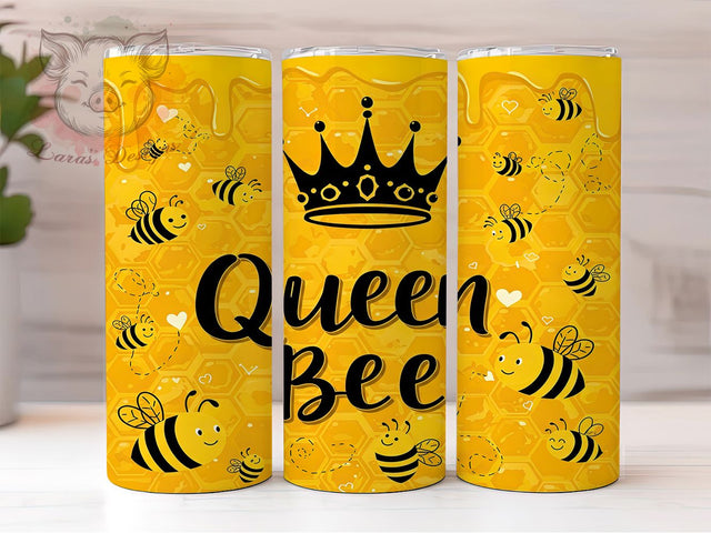 Queen Bee Royal Honey Tumbler Wrap, Royal Bee Cup, Bee Lover Tumbler PNG, Elegant Bee Tumbler Wrap, 20oz Honeybee Tumbler, Gold Bee Cup Design, Crowned Bee Sublimation Sublimation Lara' s Designs 