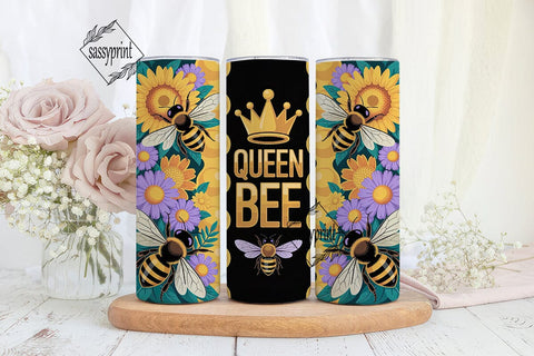 Queen Bee Sunflower 20oz Tumbler Wrap Sublimation sassyprint 