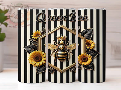 Queen Bee Sunflower Gold 20oz Tumbler, Queen Bee, Sunflower Gold, Nature Design, Sublimation Wrap, 20oz Tumbler, Rustic Aesthetic, Regal Charm Sublimation Lara' s Designs 