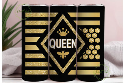 Queen Bee Tumbler Wrap PNG Sublimation PixelChick 