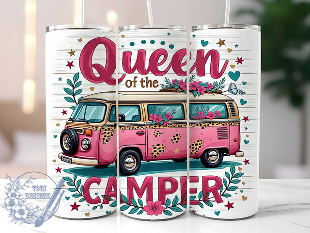 Queen Camper Western Tumbler, Queen Of The Camper, Western Caravan Tumbler, 20oz Tumbler Wrap, Camping Gift, Travel Tumbler, Boho Decor, Camper Sublimation Sublimation ToriDesigns 