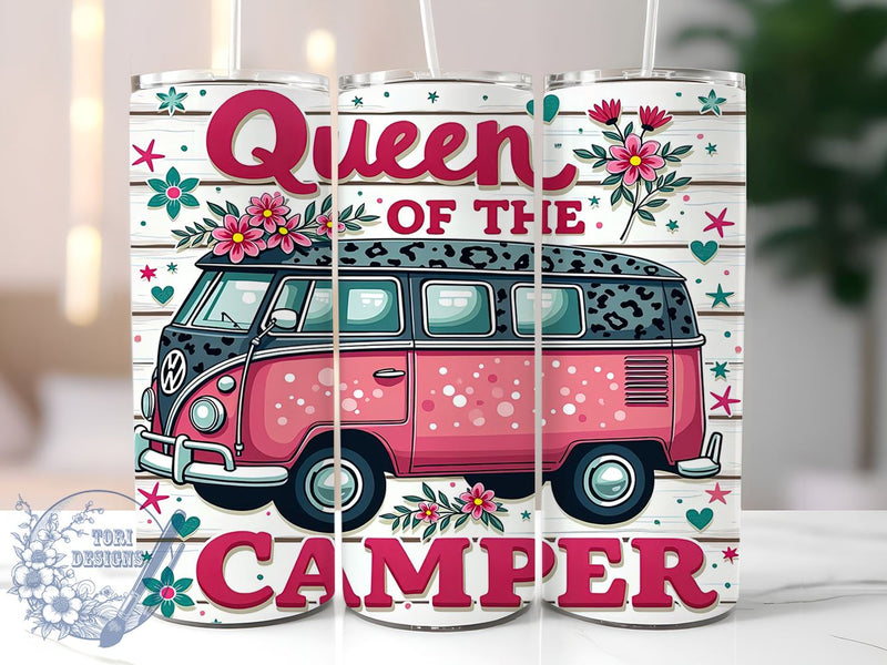 Queen Camper Western Tumbler, Queen Of The Camper, Western Caravan Tumbler, 20oz Tumbler Wrap, Camping Gift, Travel Tumbler, Boho Decor, Camper Sublimation Sublimation ToriDesigns 