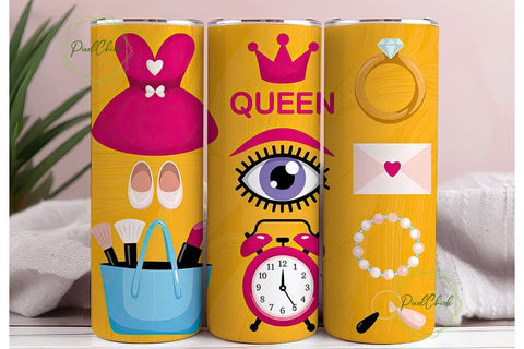 Queen Glam Fashion 20oz Tumbler Wrap Sublimation PixelChick 
