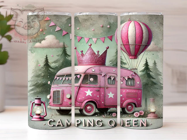 Queen of Camping 20oz Tumbler, Outdoor Adventure Cup, 20oz Sublimation Wrap, Queen of Camping Tumbler, Nature Lover Gift, Camping Accessories, Hiking Tumbler Design Sublimation Lara' s Designs 