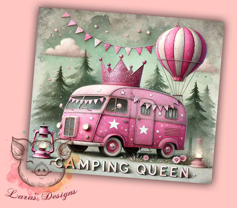 Queen of Camping 20oz Tumbler, Outdoor Adventure Cup, 20oz Sublimation Wrap, Queen of Camping Tumbler, Nature Lover Gift, Camping Accessories, Hiking Tumbler Design Sublimation Lara' s Designs 