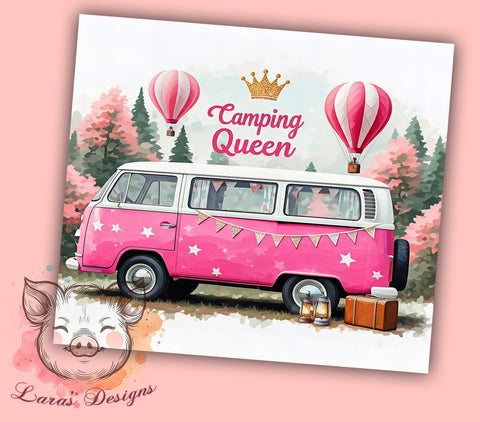 Queen of Camping 20oz Tumbler, Outdoor Adventure Cup, 20oz Sublimation Wrap, Queen of Camping Tumbler, Nature Lover Gift, Camping Accessories, Hiking Tumbler Design Sublimation Lara' s Designs 