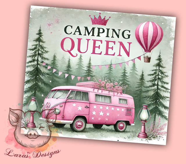Queen of Camping 20oz Tumbler, Outdoor Adventure Cup, 20oz Sublimation Wrap, Queen of Camping Tumbler, Nature Lover Gift, Camping Accessories, Hiking Tumbler Design Sublimation Lara' s Designs 