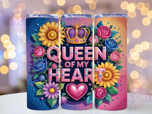 Queen of My Heart Mom 20oz Tumbler, Queen of My Heart Tumbler, Mom Tumbler Wrap, 20oz Tumbler Design, Sublimation Tumbler, Queen Mom Tumbler, Heart Tumbler Design Sublimation SvggirlplusArt 