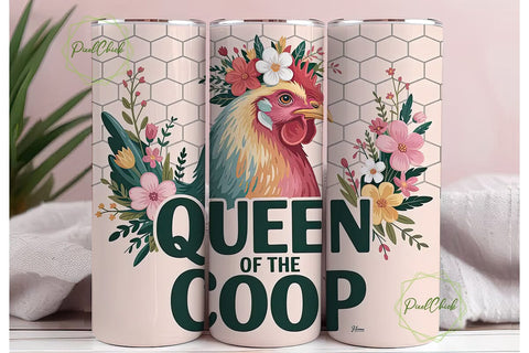 Queen of the Coop 20oz Tumbler Wrap Sublimation PixelChick 