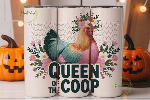 Queen of the Coop 20oz Tumbler Wrap Sublimation PixelChick 