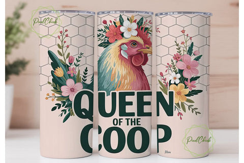 Queen of the Coop 20oz Tumbler Wrap Sublimation PixelChick 