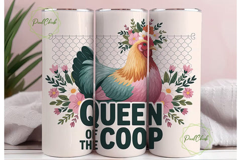 Queen of the Coop 20oz Tumbler Wrap Sublimation PixelChick 