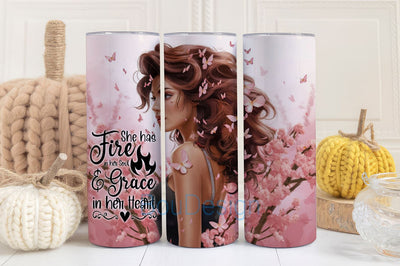 Queen Tumbler Wrap, Black Queen Inspiration, 20oz Skinny Tumbler Sublimation Wrap Design, She has fire in her soul, Melanin Tumbler Png gift Sublimation BouDesign 