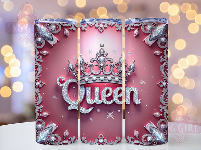 Queen Tumbler Wrap, Diamond Glitter Tumbler, Pink Rhinestone Design, 20oz Tumbler Sublimation, Bling Tumbler Wrap, Classy Tumbler Design, Girly Tumbler Wrap Sublimation SvggirlplusArt 