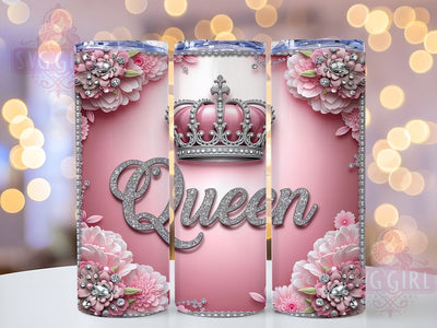 Queen Tumbler Wrap, Diamond Glitter Tumbler, Pink Rhinestone Design, 20oz Tumbler Sublimation, Bling Tumbler Wrap, Classy Tumbler Design, Girly Tumbler Wrap Sublimation SvggirlplusArt 