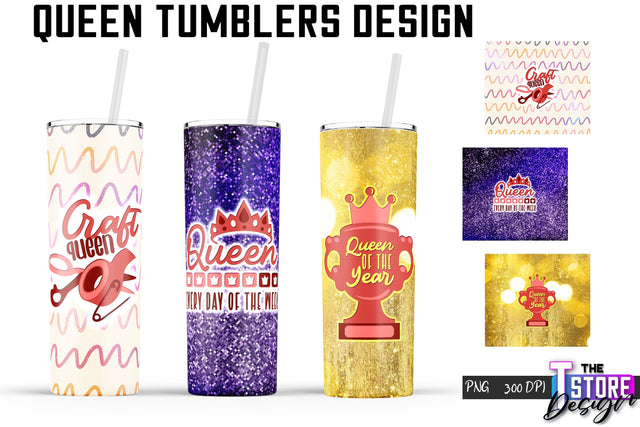 Queen Tumblers | Queen Tumbler Sublimation | PNG 20 Oz | Tumbler Wrap Sublimation The T Store Design 