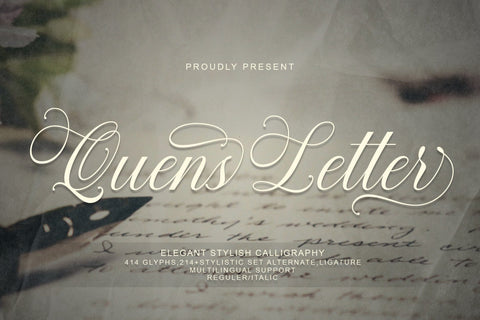 Quens Letter Script Calligraphy Font Suza Studio 