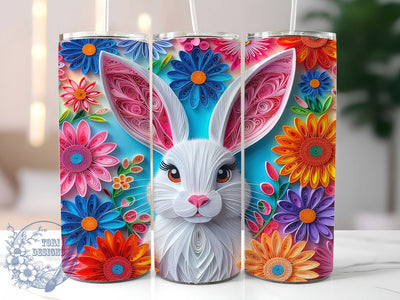 Quilled Paper Art Bunny Tumbler, Easter Bunny Tumbler, Paper Art Bunny Wrap, Stylish 20oz Wrap, Sublimation Design, Trendy Gift Idea, Inspirational Easter Tumbler Sublimation ToriDesigns 