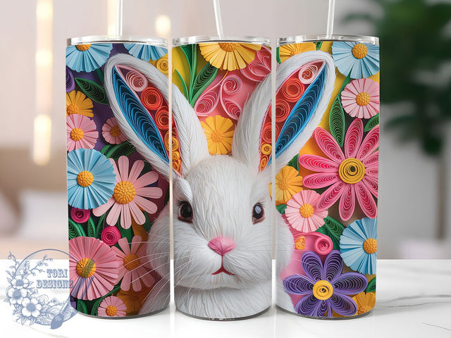 Quilled Paper Art Bunny Tumbler, Easter Bunny Tumbler, Paper Art Bunny Wrap, Stylish 20oz Wrap, Sublimation Design, Trendy Gift Idea, Inspirational Easter Tumbler Sublimation ToriDesigns 