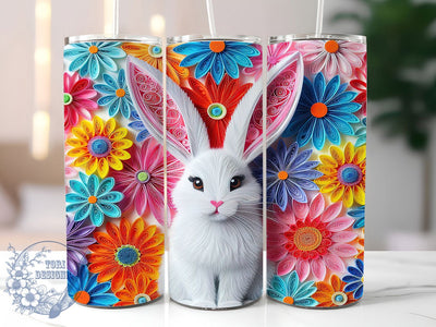 Quilled Paper Art Bunny Tumbler, Easter Bunny Tumbler, Paper Art Bunny Wrap, Stylish 20oz Wrap, Sublimation Design, Trendy Gift Idea, Inspirational Easter Tumbler Sublimation ToriDesigns 