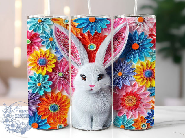 Quilled Paper Art Bunny Tumbler, Easter Bunny Tumbler, Paper Art Bunny Wrap, Stylish 20oz Wrap, Sublimation Design, Trendy Gift Idea, Inspirational Easter Tumbler Sublimation ToriDesigns 